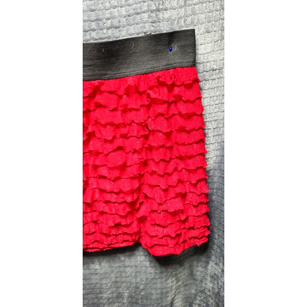Say Anything Red Ruched Stretch Skirt  Women’s M • Style 5025 • Made in USA • - Picture 3 of 6